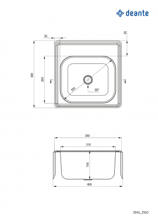 Chiuvetă din inox, 1-cuvă [1]