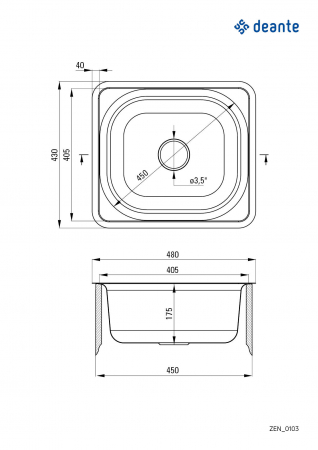 Chiuvetă din inox, 1-cuvă, Deante, Doppio,Inox SATIN [1]