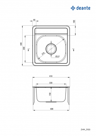 Chiuvetă din inox, 1-cuvă [1]