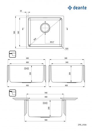 Chiuvetă din inox, 1-cuvă [2]