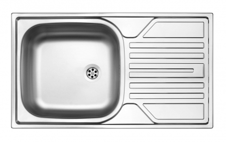 Chiuvete bucatarie - Chiuvetă din inox, 1-cuvă cu picurător - 2&quot; rigole