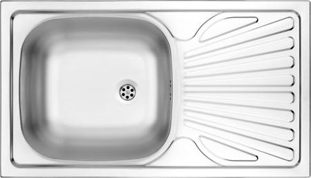 Chiuvete bucatarie - Chiuvetă din inox, 1-cuvă cu picurător, Deante, Techno,Inox SATIN