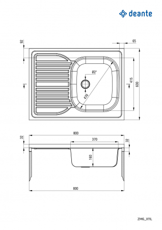 Chiuvetă din inox, 1-cuvă cu picurător, pe partea stângă - pe mască [1]