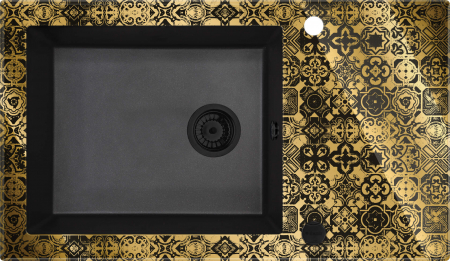 Chiuvete bucatarie - Chiuvetă sticlă-granit, 1-cuvă cu picurător, Deante, Capella,GRAPHITE METALIC