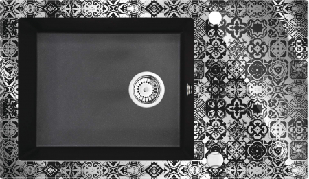 Chiuvete bucatarie - Chiuvetă sticlă-granit, 1-cuvă cu picurător, Deante, Capella,GRAPHITE METALIC