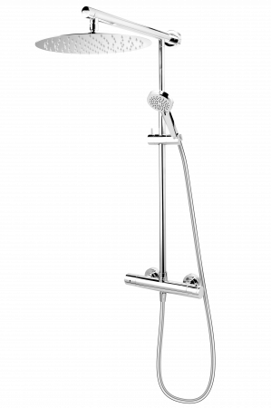 Coloane de dus - Coloana de dus FDesign Anima cu baterie termostatata, palarie 30 cm, furtun 1.5 m, para mobila 10 cm, crom