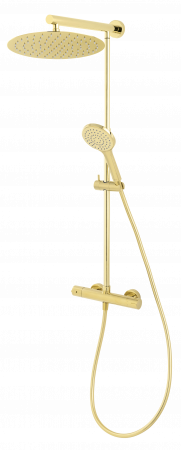 Coloane de dus - COLOANA DUS ANIMA, CU BATERIE TERMOSTATATA, BARA DUS REGLABILA, CAP DE DUS FIX ROTUND, PARA SI FURTUN DE DUS, AURIU LUCIOS