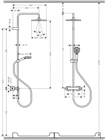 SISTEM DUS VERNIS SHAPE 240, TERMOSTATIC, 1 JET, NEGRU MAT [1]