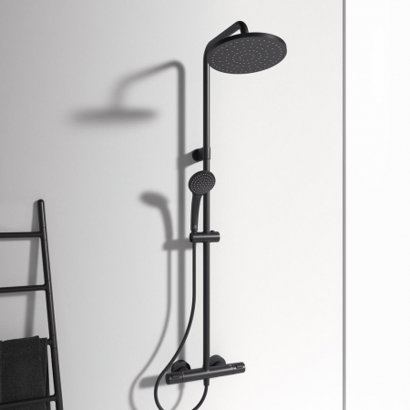 SISTEM DUS CERATHERM FLEX T25 SILK BLACK,CAP DUS 200MM,FURTUN 175MM SI PARA 100MM [1]