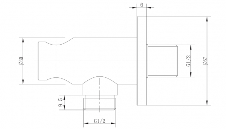 RACORD DUS ROTUND INULA PENTRU BATERIE INCASTRATA, CU SUPORT DUS, 1/, NEGRU [1]