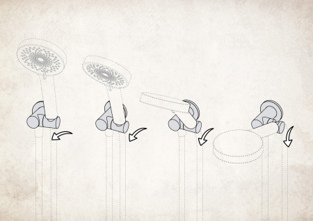 Cot conector pentru furtun, rotund, cu mâner pentru dușul de mână [1]