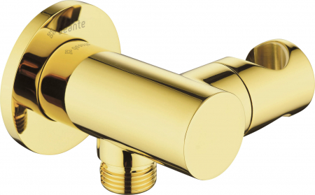 Baie - Cot conector pentru furtun, rotund, cu mâner pentru dușul de mână, Deante, ,auriuiu