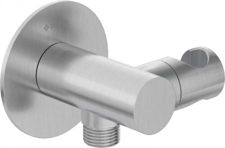 Baie - Cot conector pentru furtun, rotund, cu mâner pentru dușul de mână, Deante, Silia,inox satinat