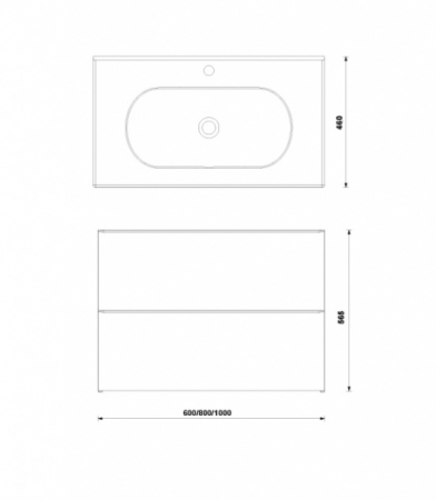 DULAP SHONA 80X56X45.2 CM PENTRU LAVOAR, DOUA SERTARE, GALET MAT [1]