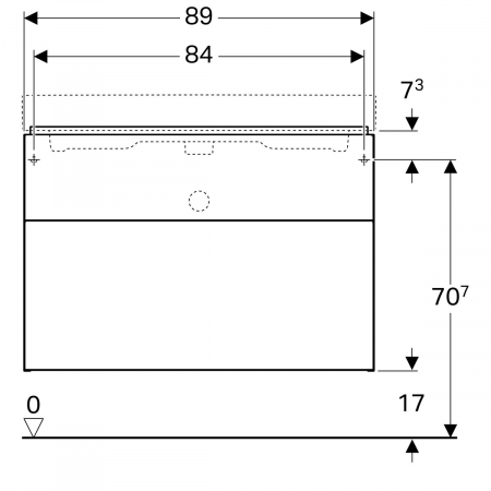 MOBILIER GEBERIT ICON PENTRU LAVOAR ,CU DOUA SERTARE 89X62X47.7CM  STEJAR NATURAL [2]