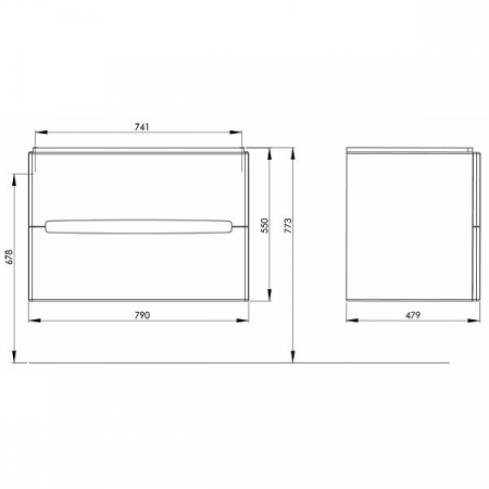 MOBILIER GEBERIT MODO PENTRU LAVOAR,CU DOUA SERTARE 80 CM [1]