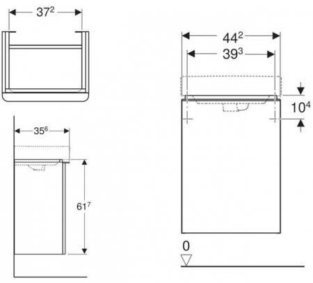 MOBILIER PENTRU LAVOAR SMYLE SQUARE 44.2X35.6X61.7 ,1 USA DESCHIDERE DREAPTA, ALB LUCIOS [1]