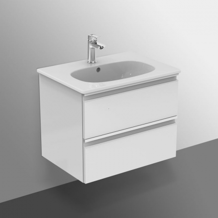 Mobilier baie - Dulap baza suspendat Ideal Standard Tesi 60x44x49 cm cu 2 sertare, alb lucios