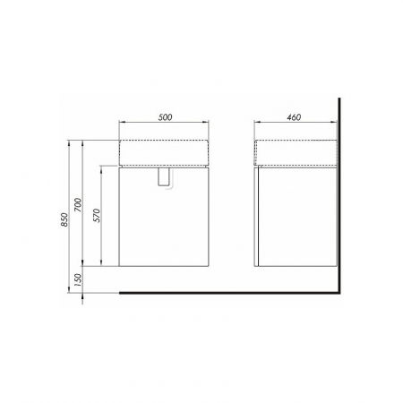 MOBILIER TWINS PENTRU LAVOAR 50 CM,1 SERTAR, ALB LUCIOS [1]