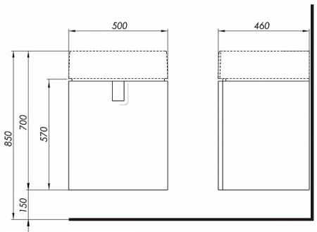 MOBILIER TWINS PENTRU LAVOAR 50 CM, CU UN SERTAR, NEGRU MAT [1]