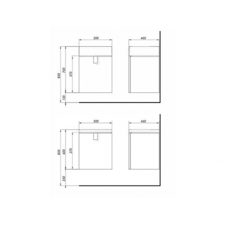 MOBILIER TWINS PENTRU LAVOAR 50 CM CU USA, GRI ARGINTIU [1]