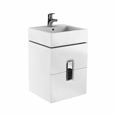 Baie - MOBILIER TWINS PENTRU LAVOAR 50 CM, CU 2 SERTARE, ALB LUCIOS