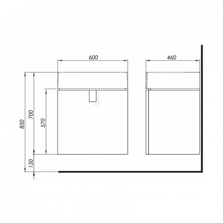 MOBILIER TWINS PENTRU LAVOAR 60 CM, CU 1 SERTAR, ALB LUCIOS [1]