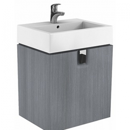 Dulapuri baza si blaturi lavoar - MOBILIER TWINS PENTRU LAVOAR 60 CM CU USA GRI ARGINTIU