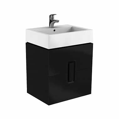 Baie - MOBILIER TWINS PENTRU LAVOAR 60 CM, CU 2 SERTARE, NEGRU MAT