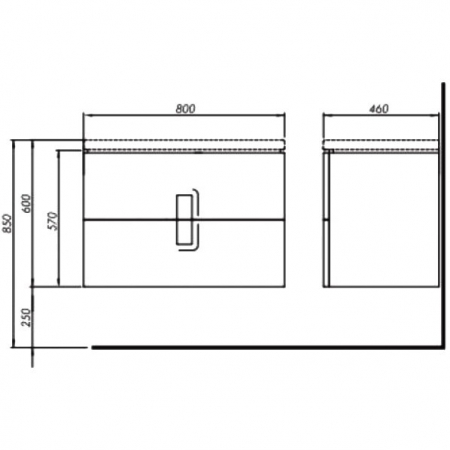 MOBILIER TWINS PENTRU LAVOAR 80 CM CU DOUA SERTARE,GRI ARGINTIU [1]