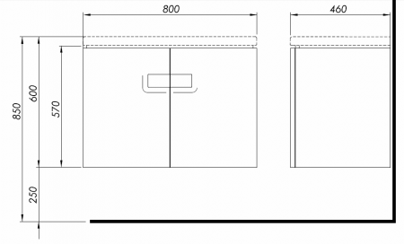 MOBILIER TWINS PENTRU LAVOAR DE 80 CU 2 USI NEGRU MAT [1]