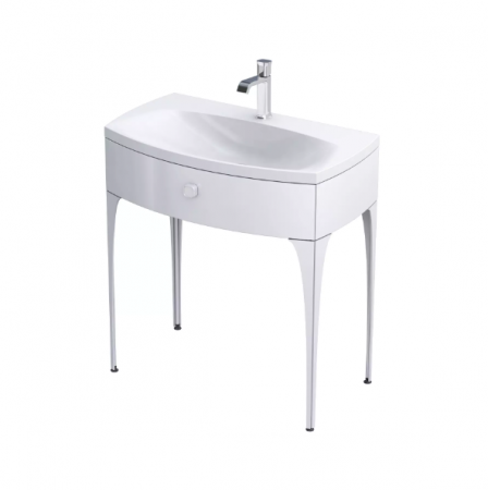 Dulapuri baza si blaturi lavoar - MOBILIER LOUIS 82 CM, UN SERTAR SOFT-CLOSE, PICIOARE INCLUSE,  ALB LUCIOS