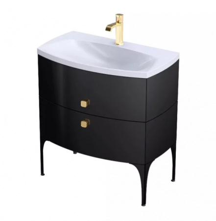 Dulapuri baza si blaturi lavoar - MOBILIER LOUIS 82 CM, 2 SERTARE SOFT-CLOSE, NEGRU LUCIOS