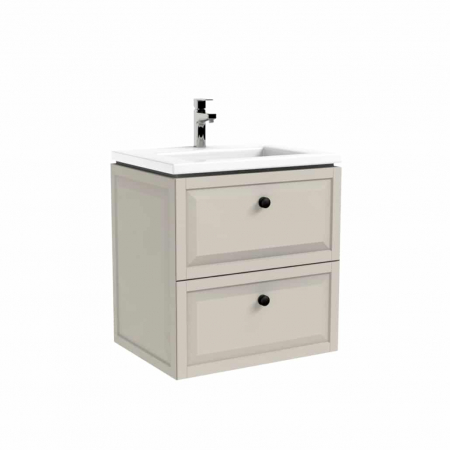 Dulapuri baza si blaturi lavoar - Dulap baza suspendat Oristo Montebianco 60x46 cm cu 2 sertare, sand mat