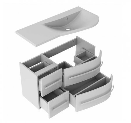 MOBILIER OPAL 90 CM, DREAPTA, 4 SERTARE, ALB LUCIOS [1]