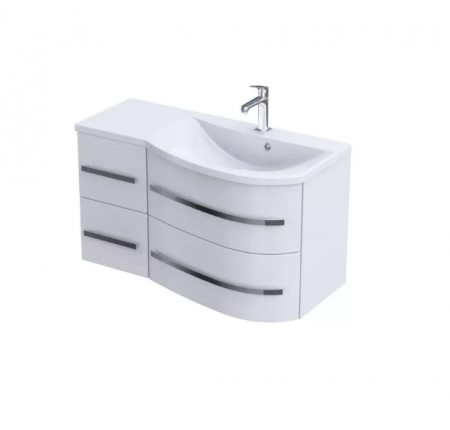 Dulapuri baza si blaturi lavoar - MOBILIER OPAL 90 CM, DREAPTA, 4 SERTARE, ALB LUCIOS