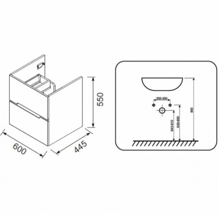 MOBILIER SIENA 60 CM, 2 SERTARE, NEGRU MAT [1]