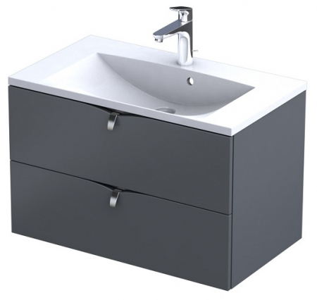 Dulapuri baza si blaturi lavoar - MOBILIER SIENA 80 CM, 2 SERTARE, GRI MAT