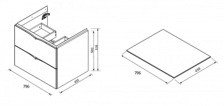 MOBILIER SIENA 80 CM, 2 SERTARE, GRI MAT [1]