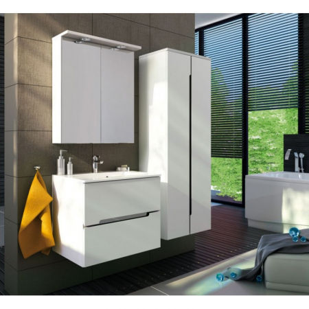 Dulapuri baza si blaturi lavoar - MOBILIER SILVER 60 CM,2 SERTARE, ALB LUCIOS NOU