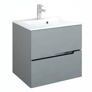 Dulapuri baza si blaturi lavoar - MOBILIER SILVER 60 CM,2 SERTARE, GRI MAT NOU