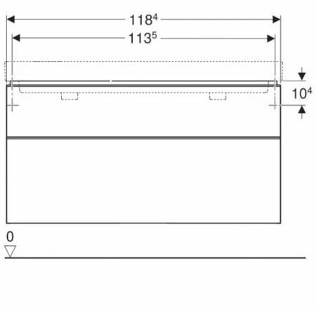 Dulap baza suspendat pentru lavoar dublu Geberit Smyle Square 119 x 47 x 62H cm, cu 2 sertare, gri nisip [1]
