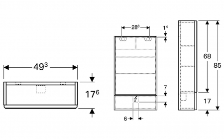 COLOANA SELNOVA SQUARE CU O USA SI OGLINDA 41.8X85X17.6 ALB LUCIOS [1]