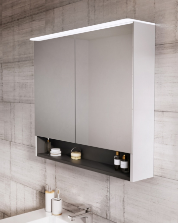 DULAP CU OGLINDA BERYL 60.2X71X15, 2 USI, ALB MAT [2]