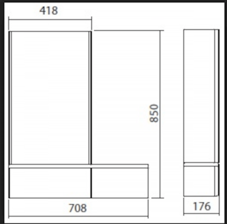 DULAP LATERAL CU OGLINDA STANGA 80.8X85X17.6 CM ALB LUCIOS [1]