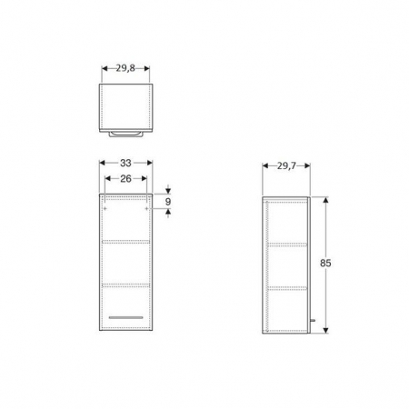 DULAP INALTIME 85 CM SELNOVA SQUARE CU O USA, NUC AMERICAN HICKORY DESCHIS, [1]