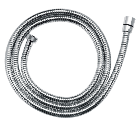 Furtune de dus - Furtun de dus anti-twist extensibil Inula, 150-200 cm, cu impletitura metalica si capat conic, crom