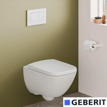 Vase wc - Geberit Selnova Square Premium - Set vas WC suspendat Rimfree cu capac