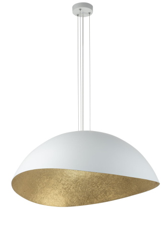 Iluminat interior si exterior - Lampă Suspendată SIGMA SOLARIS M Alb–Auriu, Oțel + Compozit Mineral, Design Modern, 1xG9