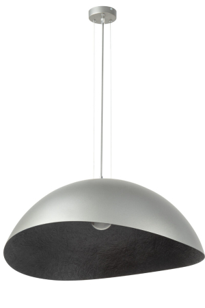 Iluminat interior si exterior - Lampă Suspendată SIGMA SOLARIS M Silver–Black, Oțel + Compozit Mineral, Design Modern, 1xG9